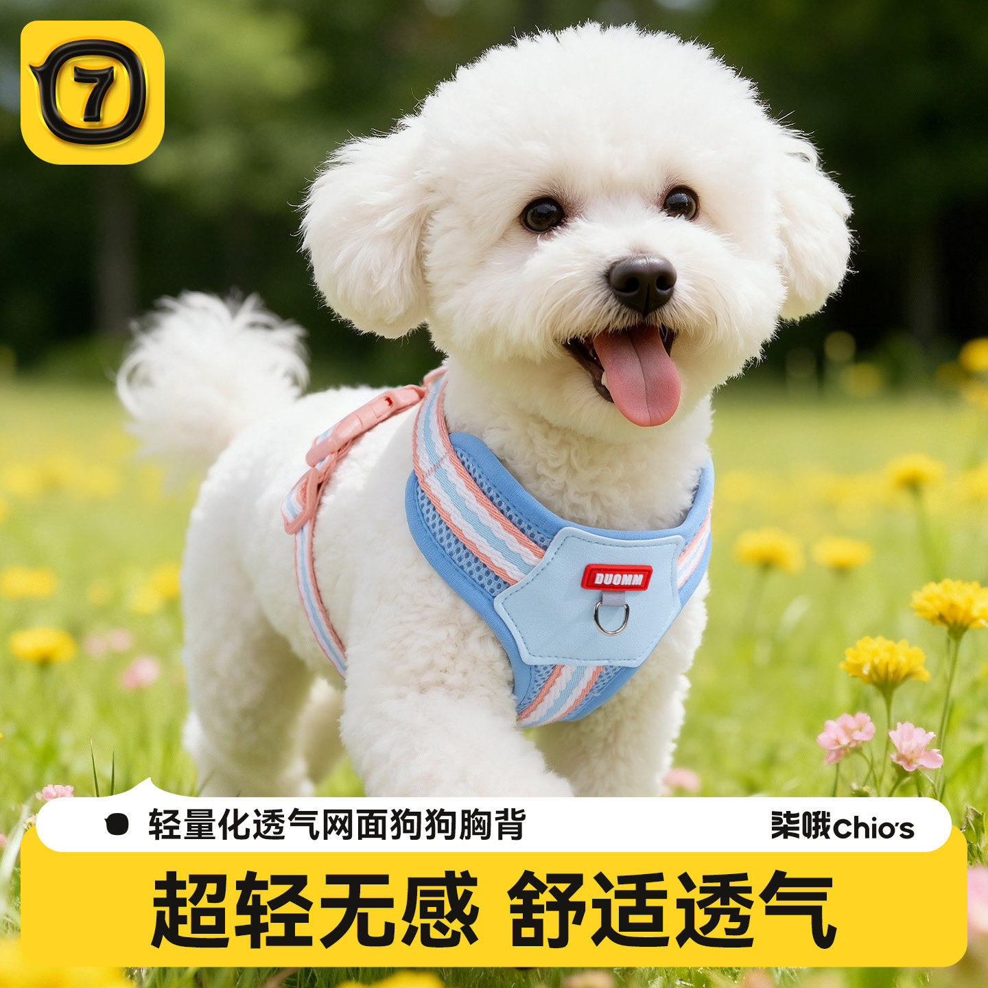 狗狗牵引绳小型犬背心式遛狗绳狗绳子调节胸背带比熊可爱宠物用品