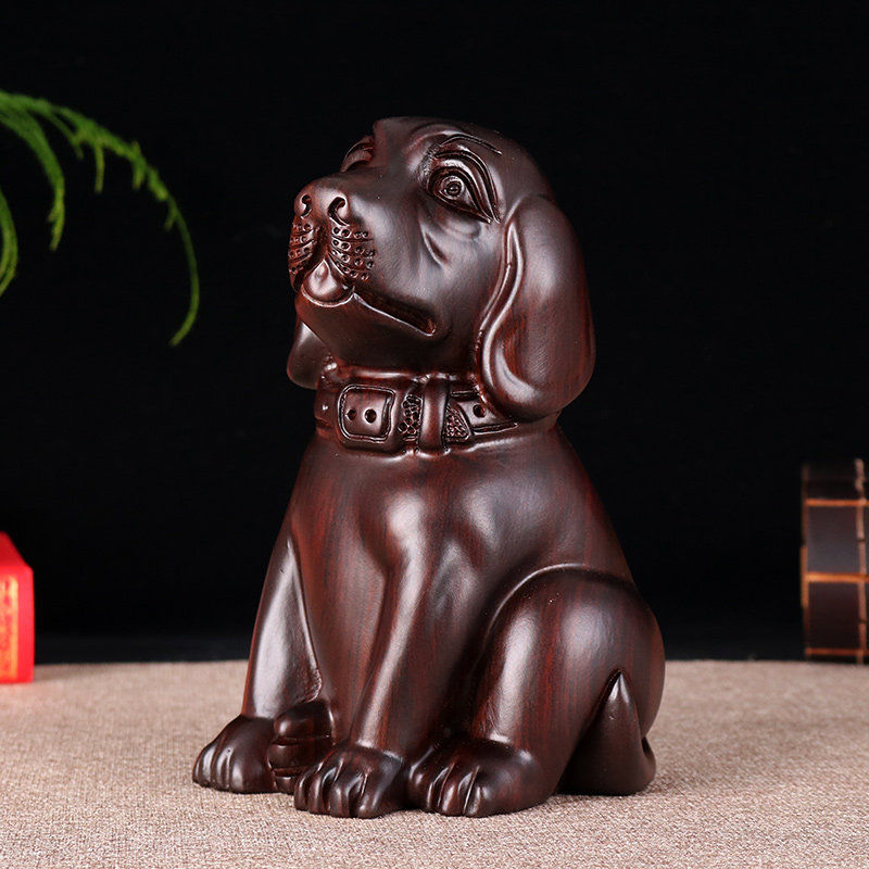 花梨木狗摆件一对红木雕刻家居饰品客厅旺财木雕木头实木生日礼物