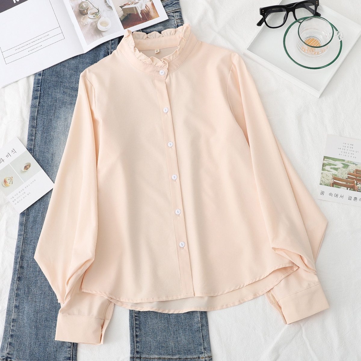 立领花边衬衫 2025春秋新款韩版时尚洋气灯笼袖女装上衣打底衬衣