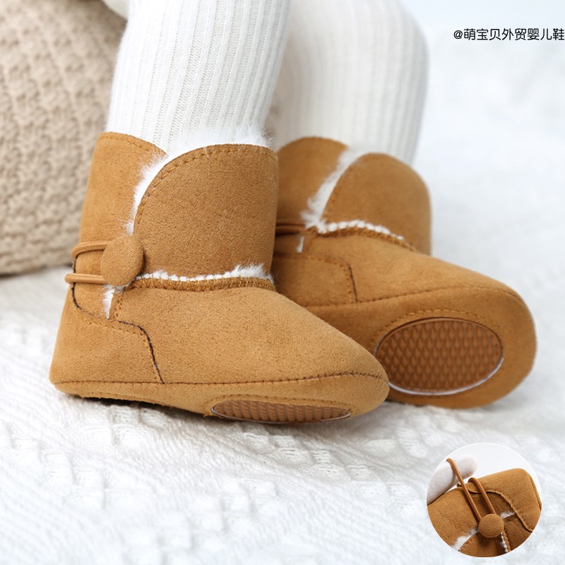 秋冬季婴儿鞋0-1岁男女宝宝3-6-9个月学步加厚绒软底保暖高帮靴子