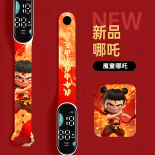 哪吒魔童闹海手环LED手表儿童卡通炫酷运动只看时间防水电子表男6