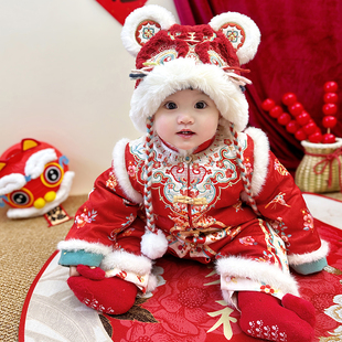 楠衫 繁花似锦女宝宝拜年服婴儿满月百天喜庆周岁衣服新年礼服