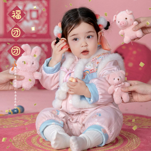 【马年新款】宝宝拜年服婴儿加厚刺绣连体衣初生满月百天礼服