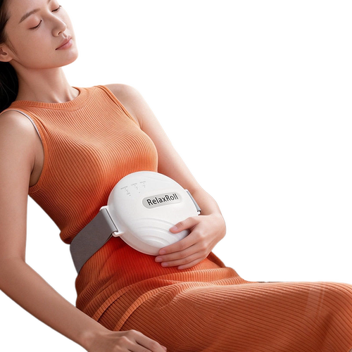 Rubbing and warming the stomach, using a device to relieve c