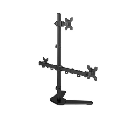 Three screen computer monitor stand, multi screen up and dow