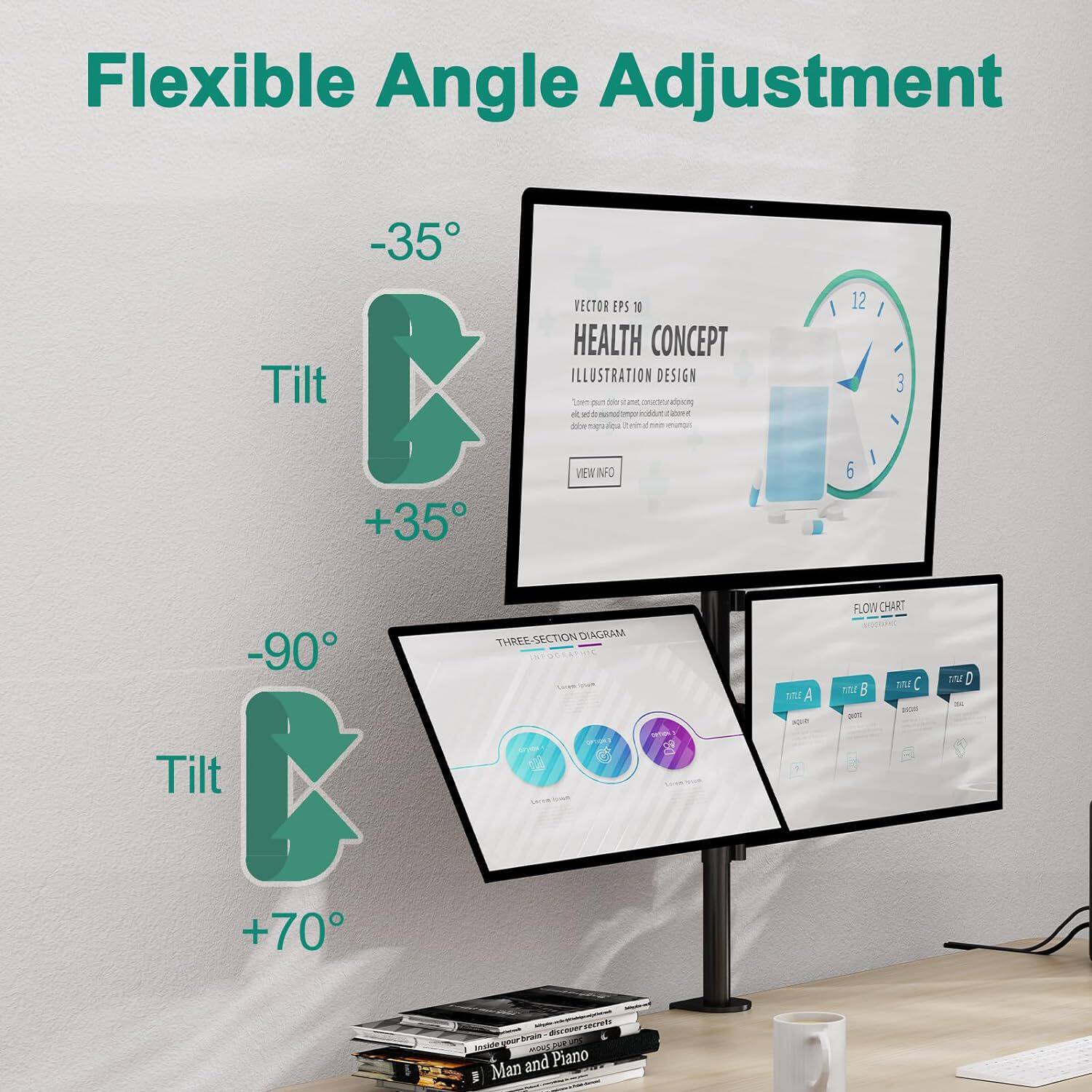 Three screens, three screen monitor stand, monitor stand, ta