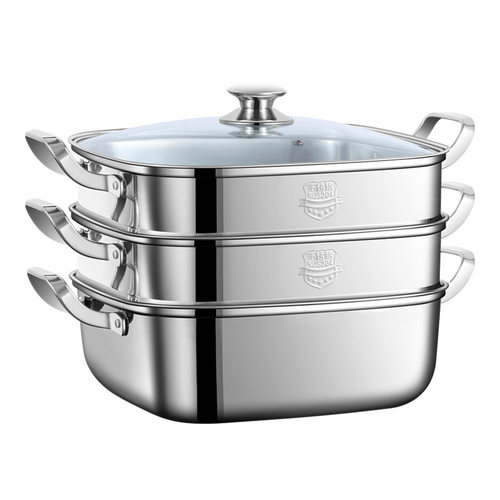 Square steamer 316 stainless steel thickened double-layer th
