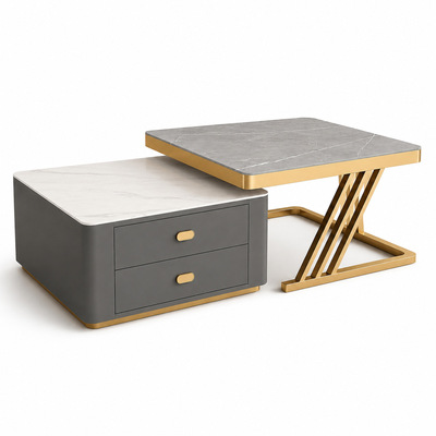 Rock slab coffee table, living room, integrated modern minim