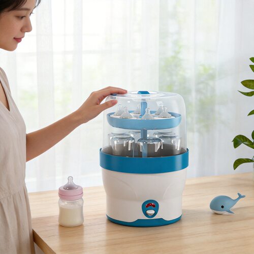 One button for 6  baby bottles steam sterilizer instock 2in1