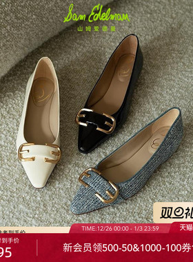 SAM EDELMAN山姆爱德曼秋休闲复古方头黑色平底鞋单鞋女鞋JETT