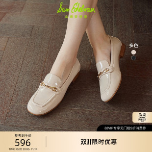 豆豆单鞋 皮鞋 女DANI EDELMAN山姆爱德曼秋黑方头低跟乐福鞋 SAM