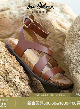 SAM EDELMAN山姆爱德曼夏平底交叉一字带镂空罗马凉鞋DELIA