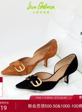 明星同款SAM EDELMAN山姆爱德曼春尖头黑高跟奥赛单鞋女BRADEN