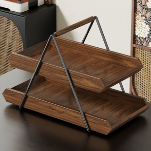 实木桌面零食置物架厨房餐桌上台面零食架子多层整理茶包收纳架子