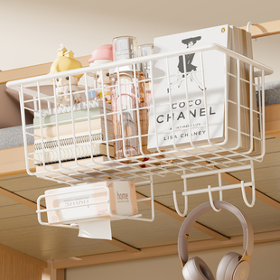 床边挂篮宿舍免打孔收纳架学生上铺必备神器置物架床头零食收纳筐