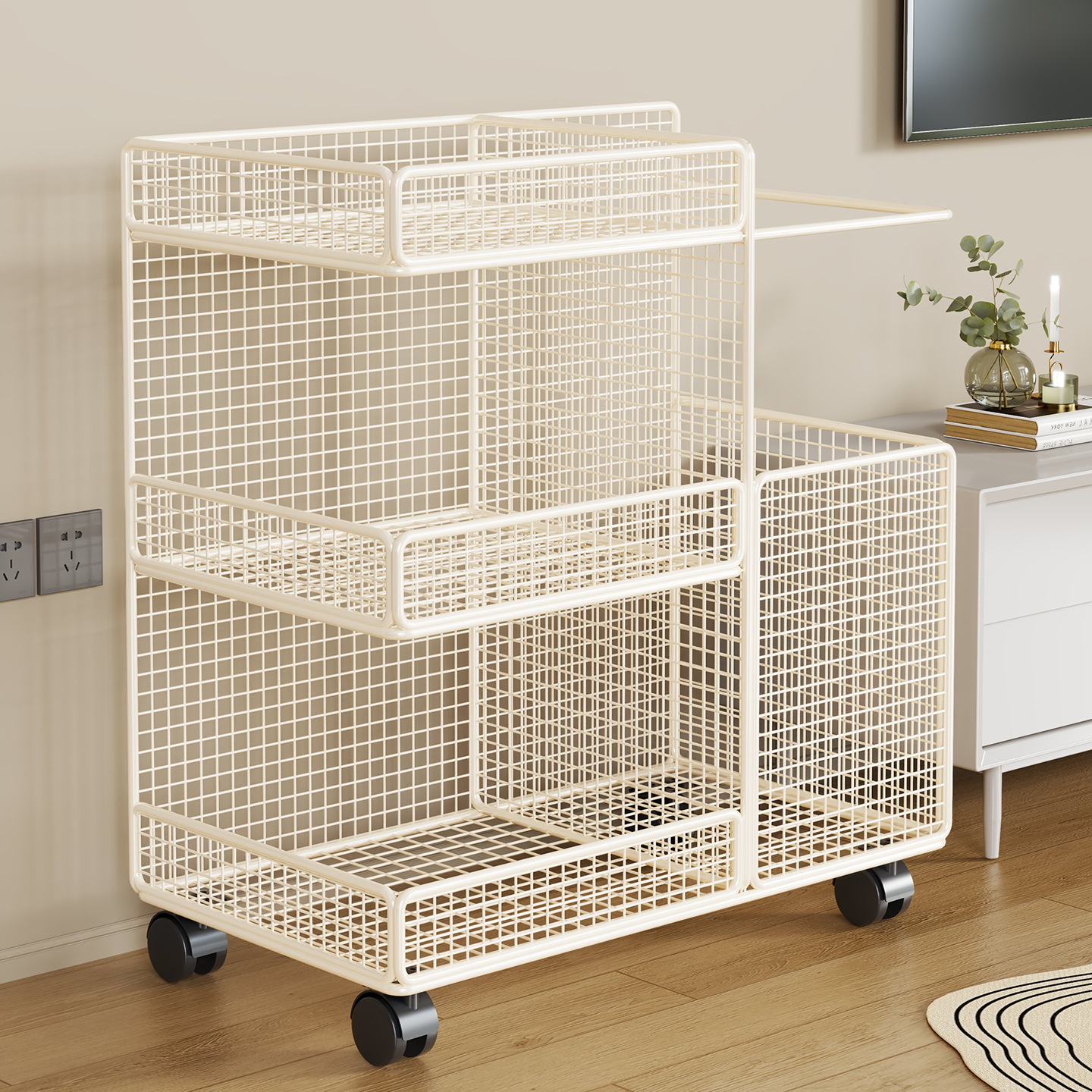 瑜伽垫收纳筐大容量带轮可移动