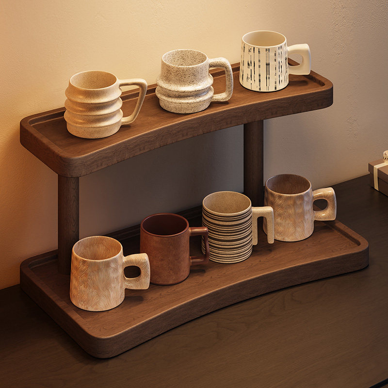 实木茶杯架厨房置物架台面