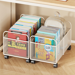 桌下书包置物架落地书籍收纳架可移动小推车学生教室课本整理神器