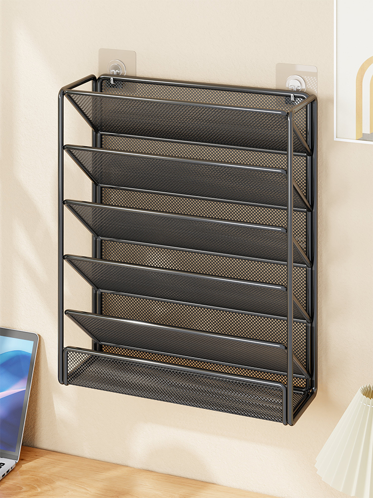 文件架壁挂式多功能文件收纳架金属多层文件夹收纳箱桌面办公用品