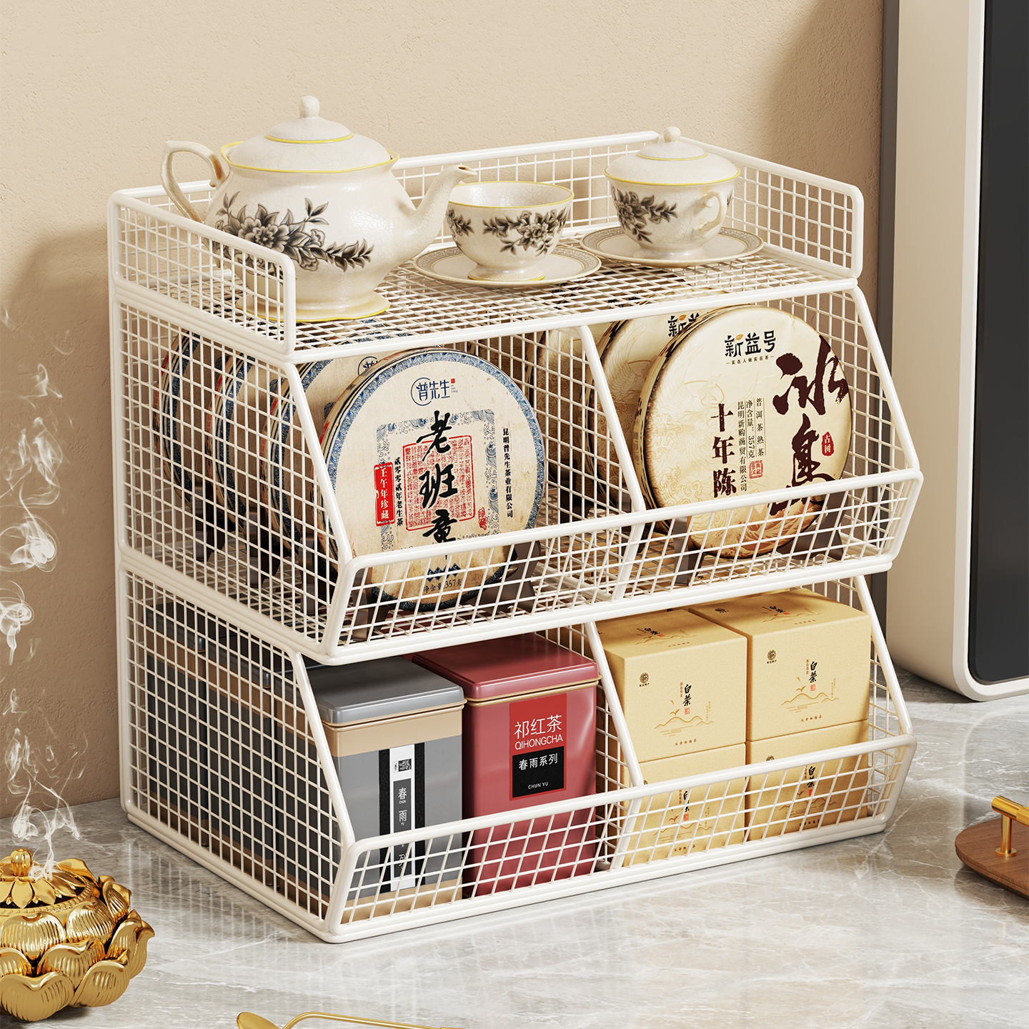 桌面茶包收纳咖啡吧台茶叶整理架