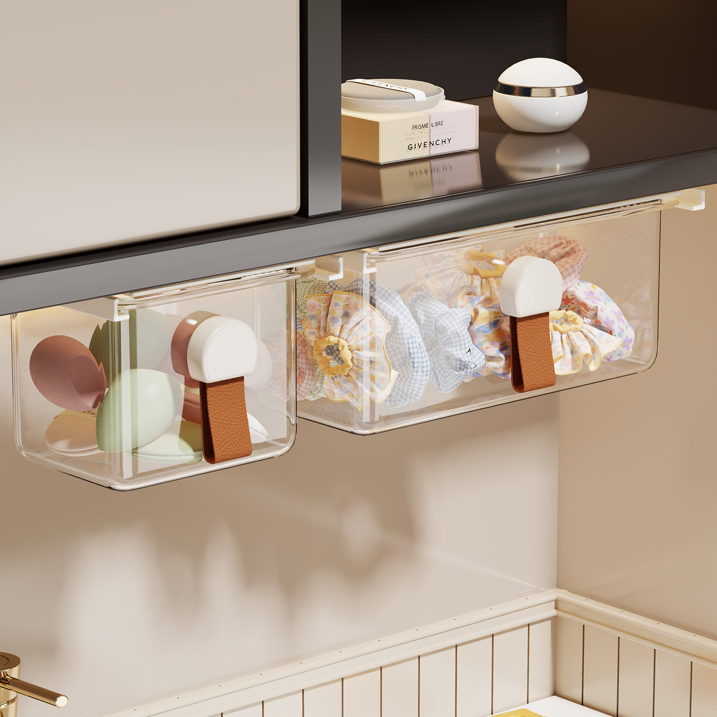 镜下收纳盒洗漱台专用抽拉式置物架多功能化妆品口红香水储物架,收纳整理,桌面收纳盒,淘宝优惠券,粉丝福利购,淘宝优惠卷