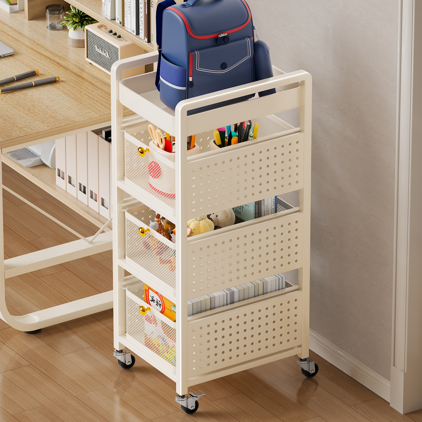 书包置物架家用可移动儿童小推车