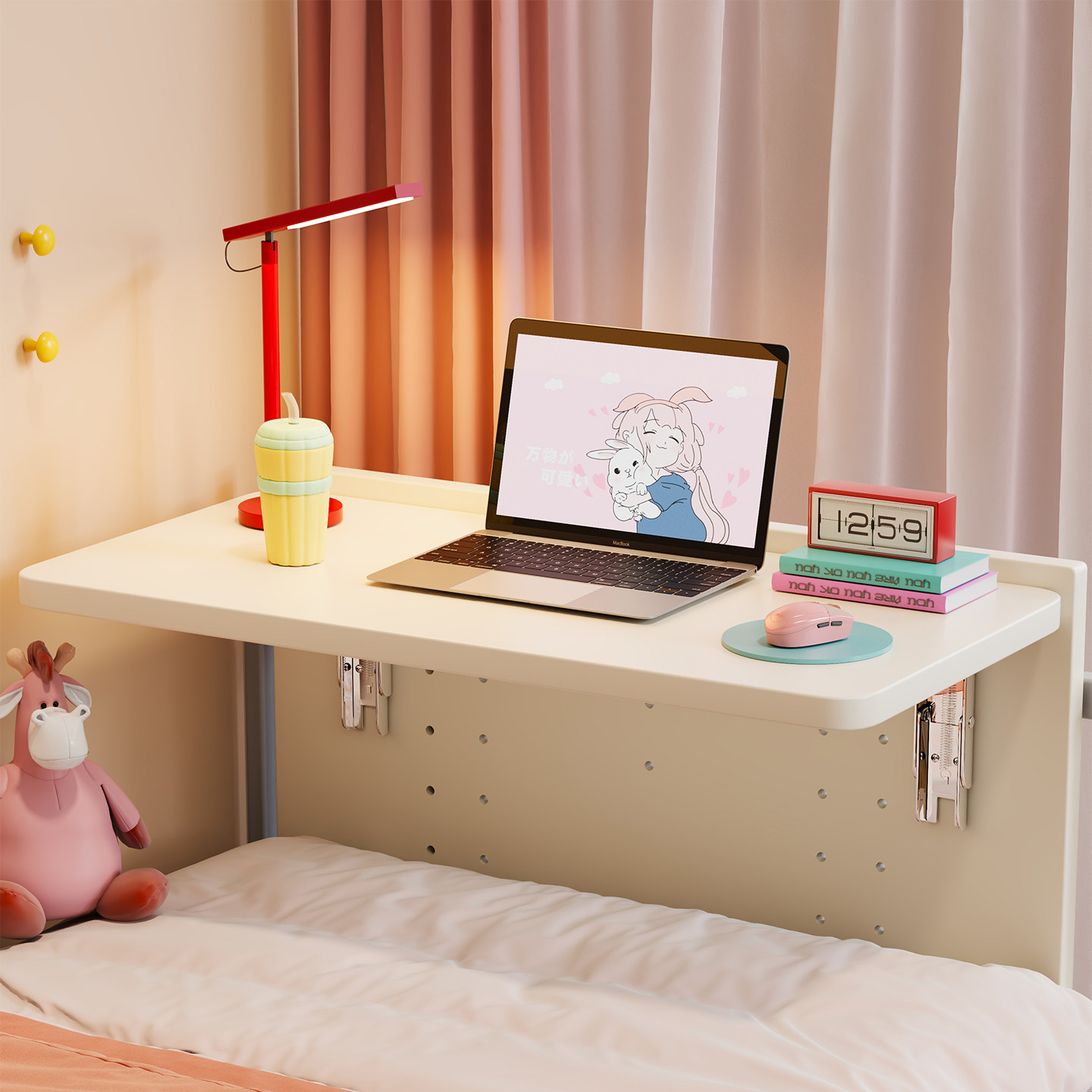 可折叠床上桌宿舍上下铺悬空侧边小桌子大学生寝室小桌板写字看书懒人