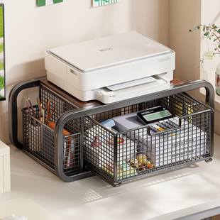 打印机置物架桌面双层带抽屉复印机放置柜办公室工位文件收纳架子