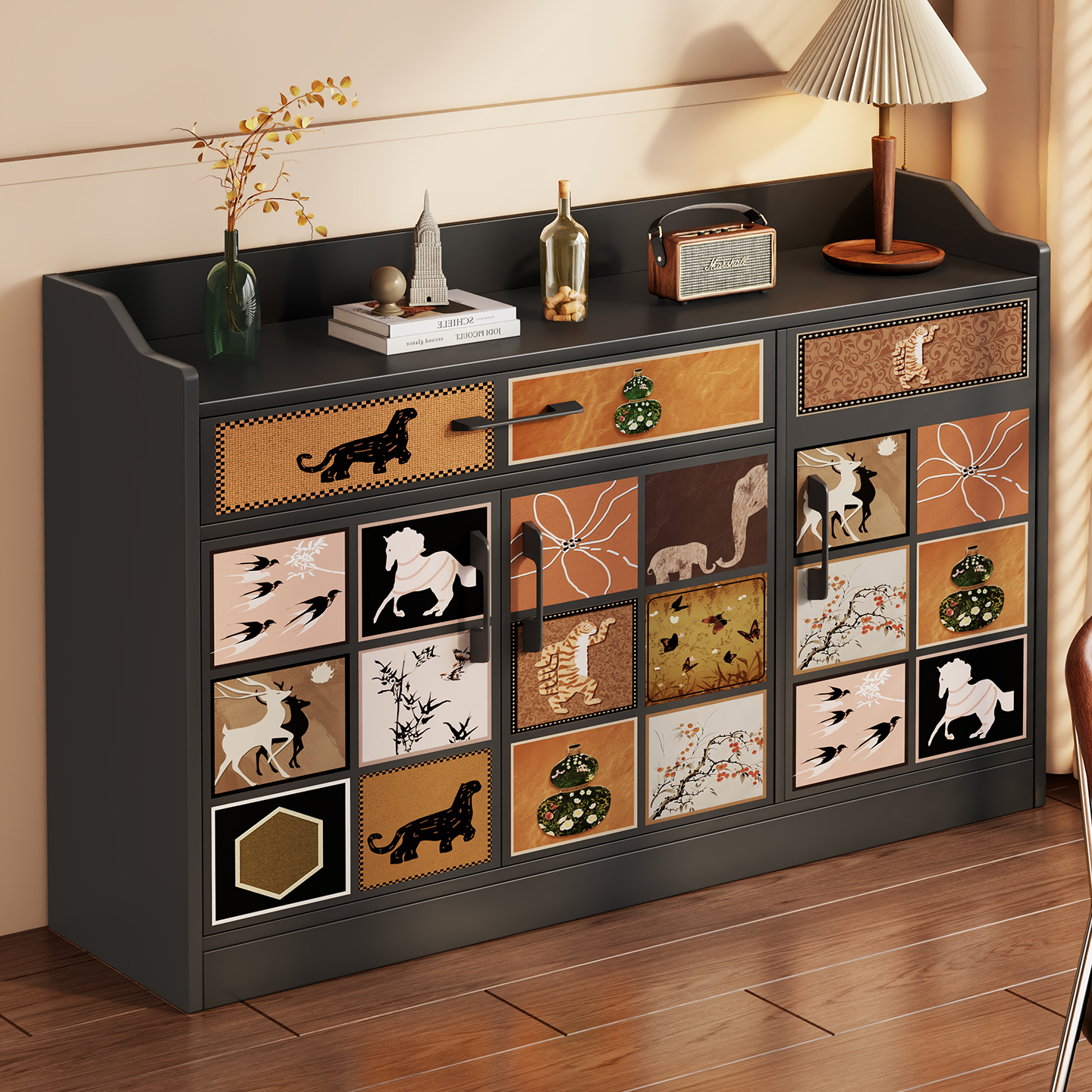 茶水柜置物柜靠墙一体边柜