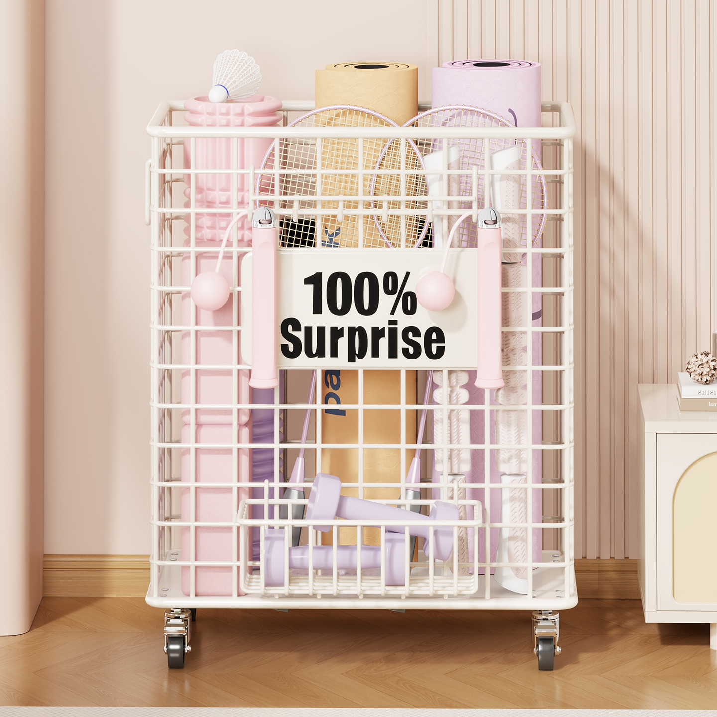 白色大号带轮＋挂篮排钩可移动