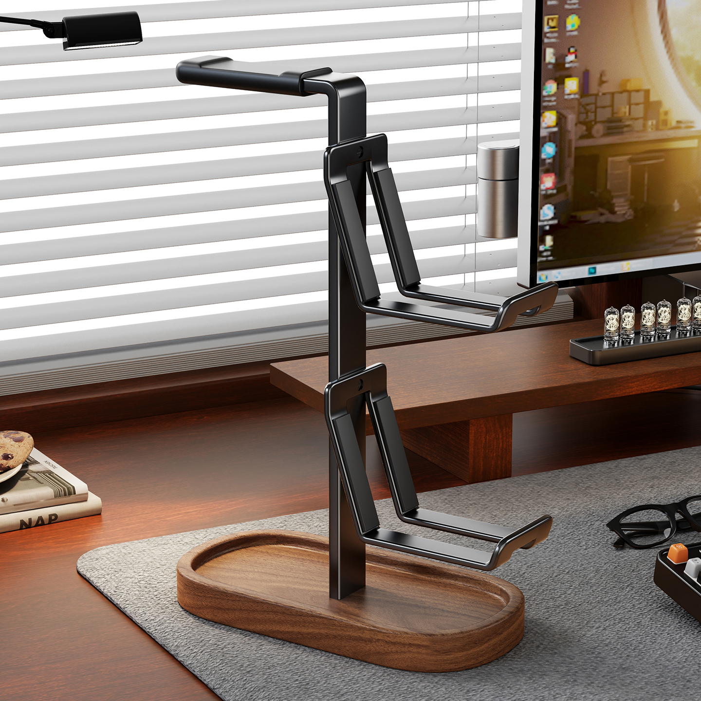 实木手柄支架游戏挂架耳机无线桌面上收纳手机创意宿舍好物置物架神器耳麦耳塞多型号桌子书桌大学生开学整理