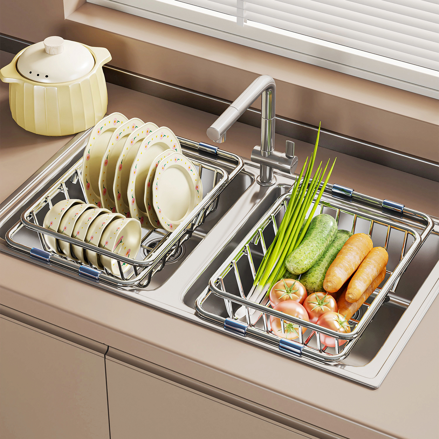 不锈钢沥水篮洗碗池洗菜