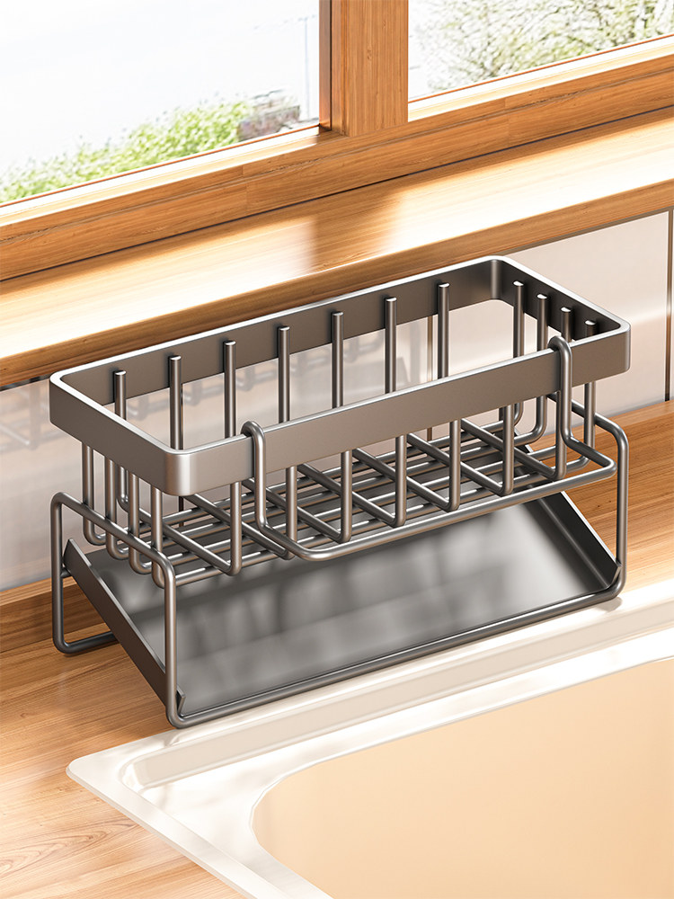 厨房置物架水槽抹布沥水架免打孔沥水篮家用海绵洗洁精洗碗收纳架