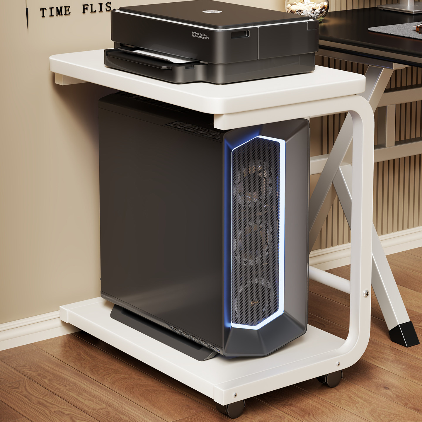 主机托架可移动双层带轮电脑底座放置架办公桌家用台式机箱置物架