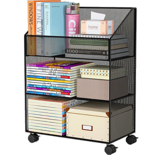办公桌下文件架可移动文件收纳架小推车带轮办公室桌面收纳柜置物架a3文件柜多层书架办公资料架a4纸收纳神器