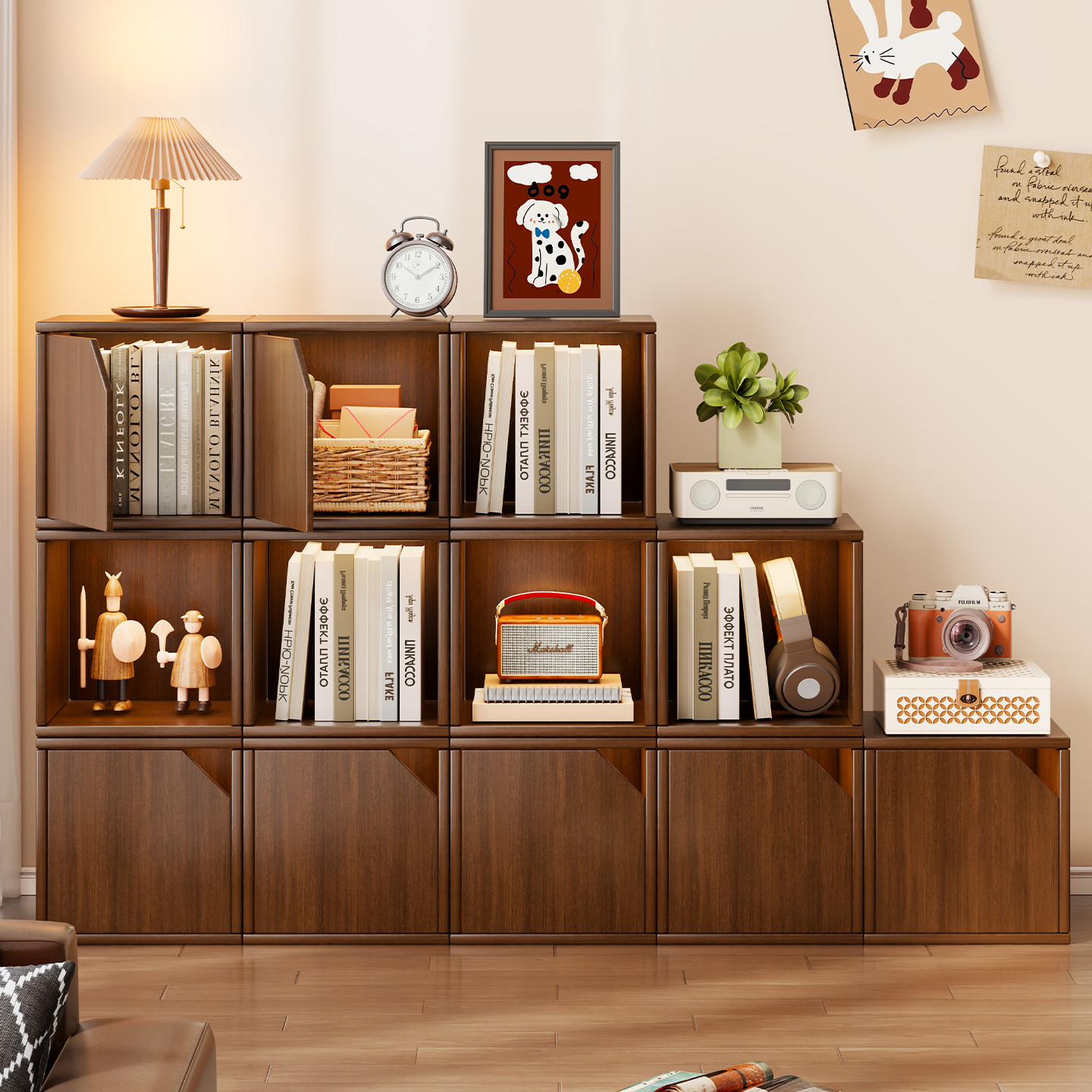 书架落地组合书柜客厅卧室家用置物架简易学生儿童桌面储物格子柜