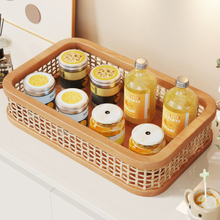 实木零食置物架桌面收纳架厨房餐桌台面架子整理茶包盒茶几储物架