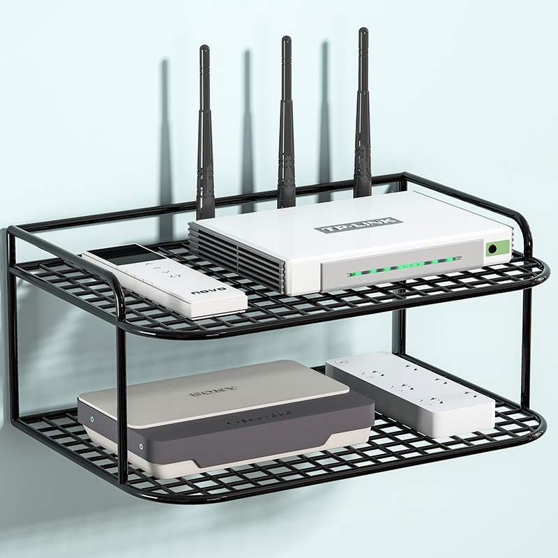 墙上置物架墙壁路由器收纳盒机顶盒挂墙放置架免打孔盒子wifi宽带