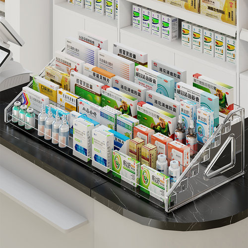 多层阶梯式药品展示架高透可视