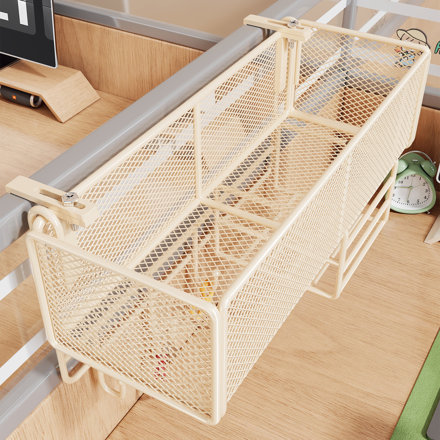 办公桌置物架桌面可调节大容量工位神器挂架子床边悬挂式挂钩挂篮