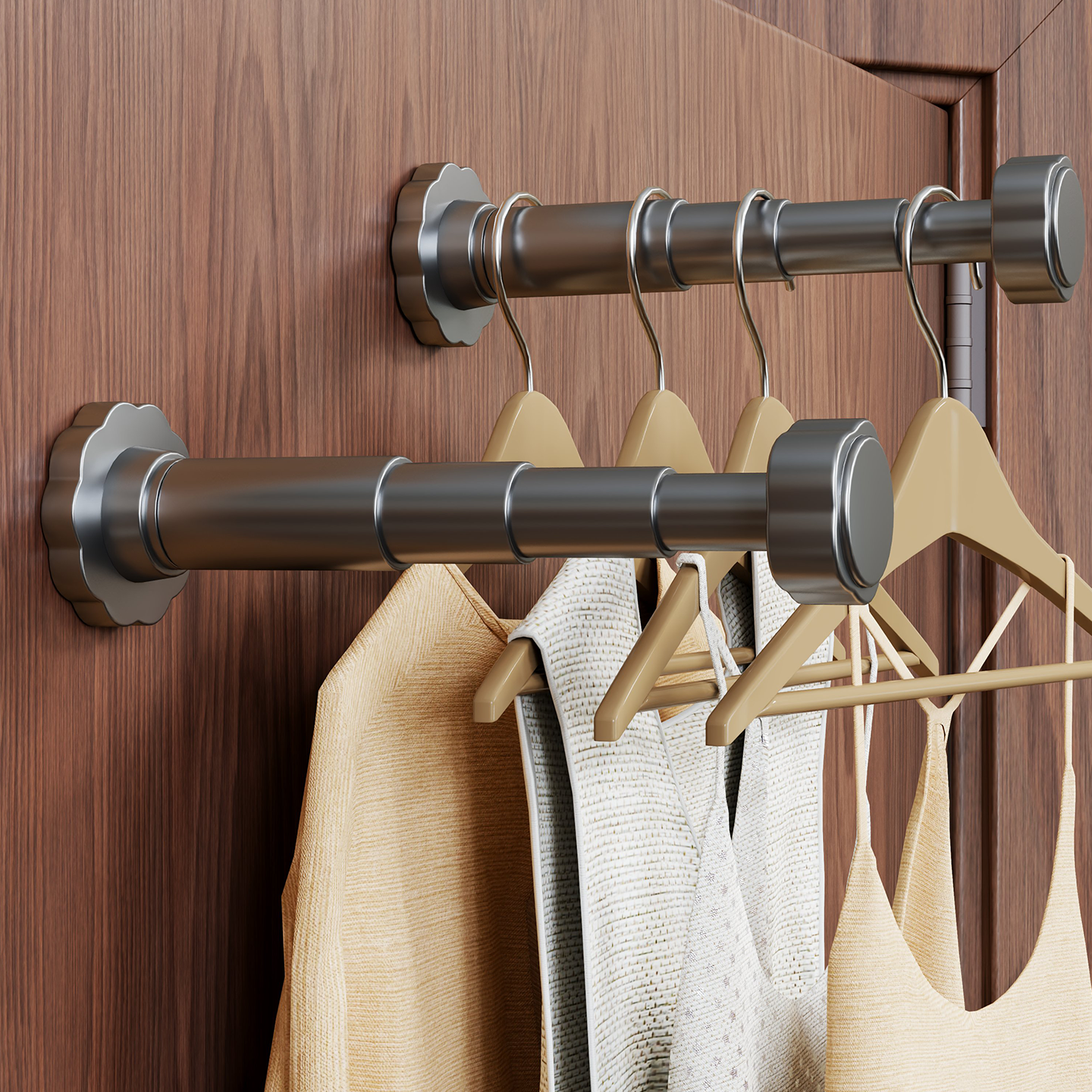 吸盘晾衣杆免打孔壁挂