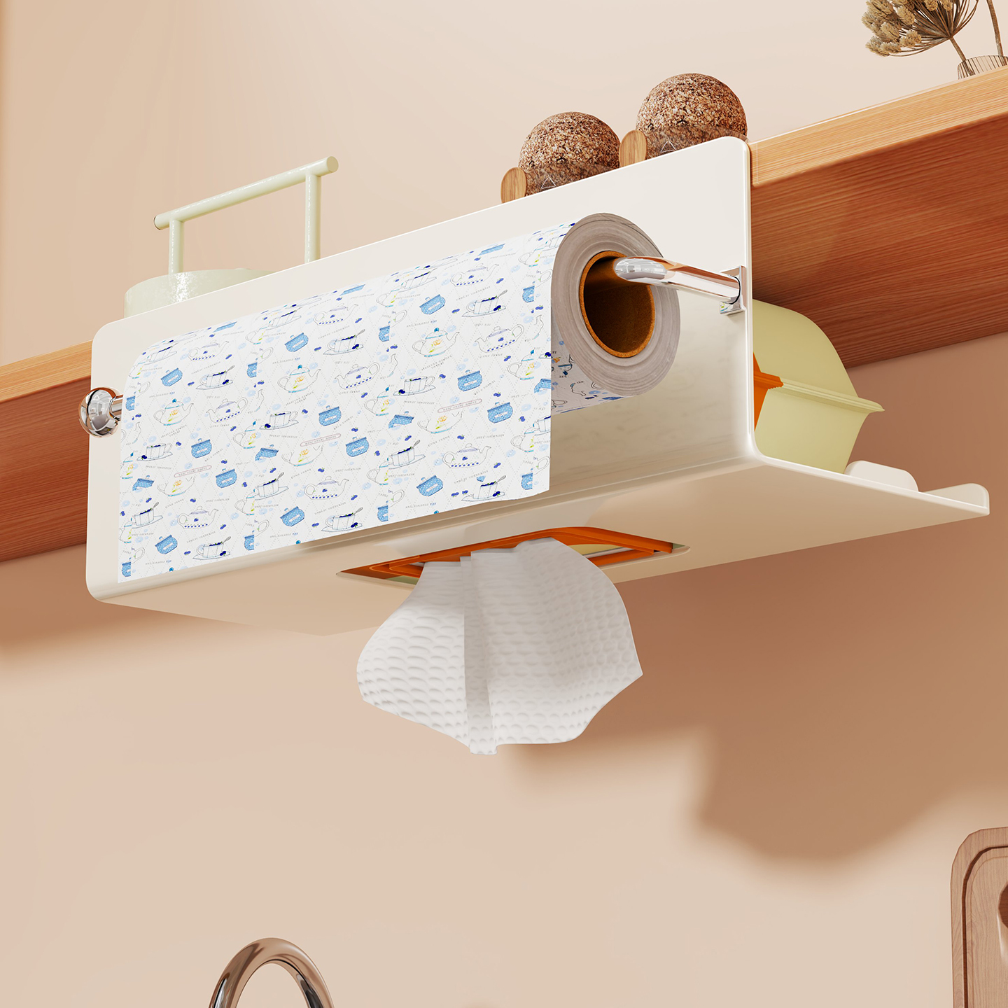 厨房橱柜卷纸架纸巾架子抹布挂架