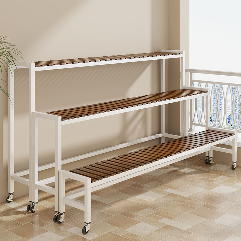 花架置物架可移动客厅落地式植物花架单层庭院带轮花架阳台置物架