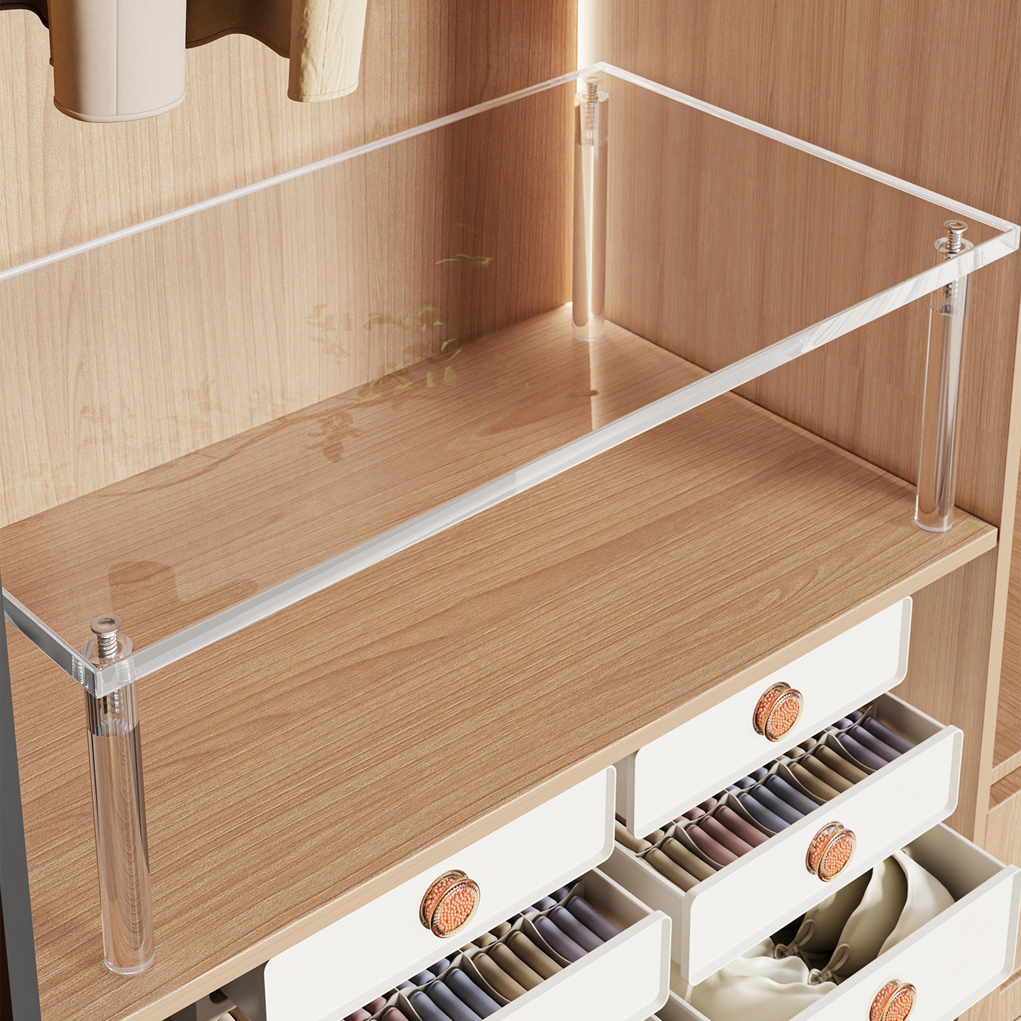 柜子分层架衣物隔板收纳神器桌面透明亚克力置物架鞋柜橱柜内分层,收纳整理,整理架/置物架/收纳架,淘宝优惠券,粉丝福利购,淘宝优惠卷