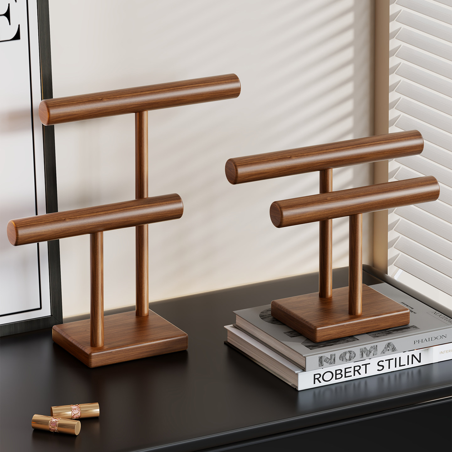 手串展示架胡桃木商用饰品陈列架双层实木多功能手链项链收纳神器,收纳整理,首饰架,淘宝优惠券,粉丝福利购,淘宝优惠卷