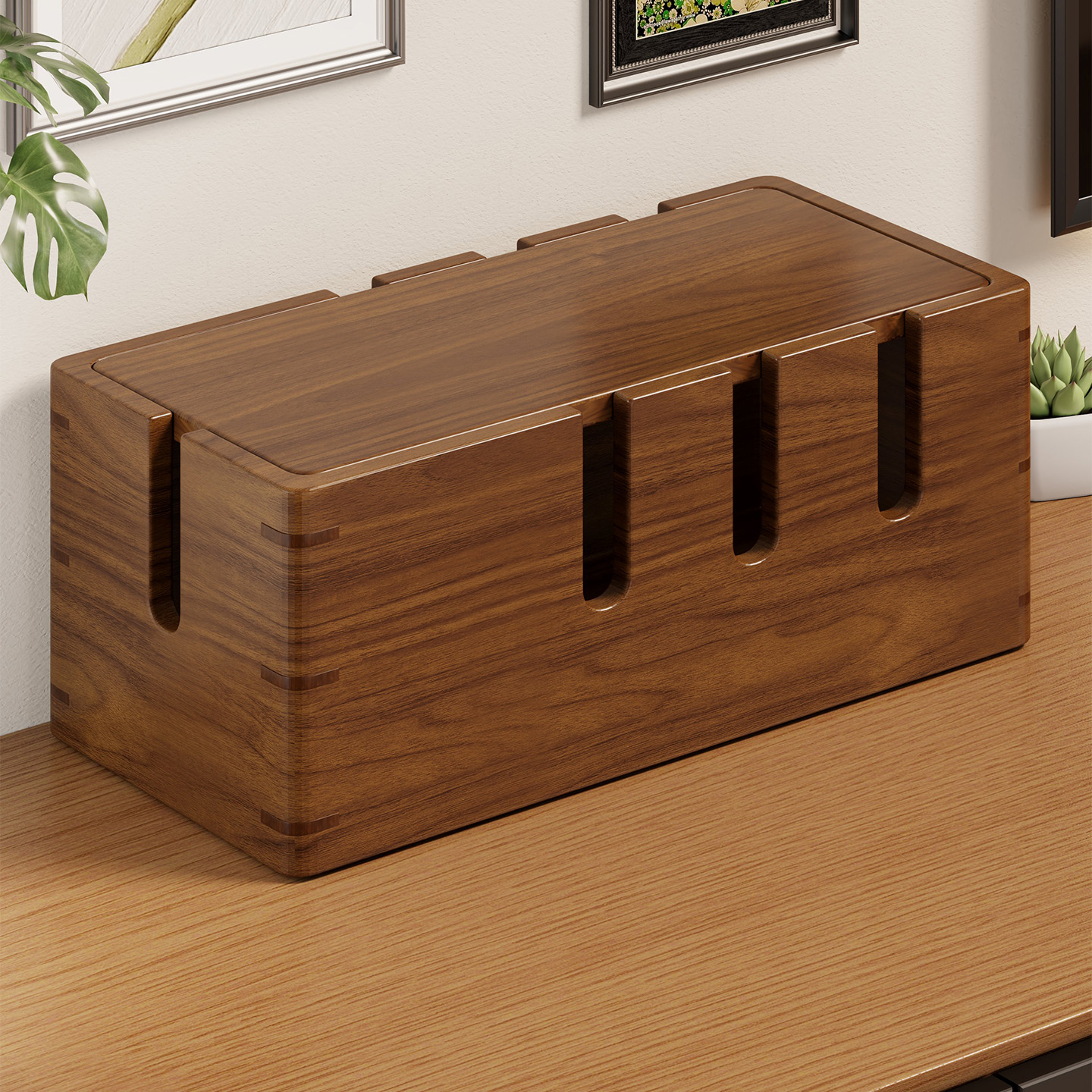 实木电线收纳盒插线板插排