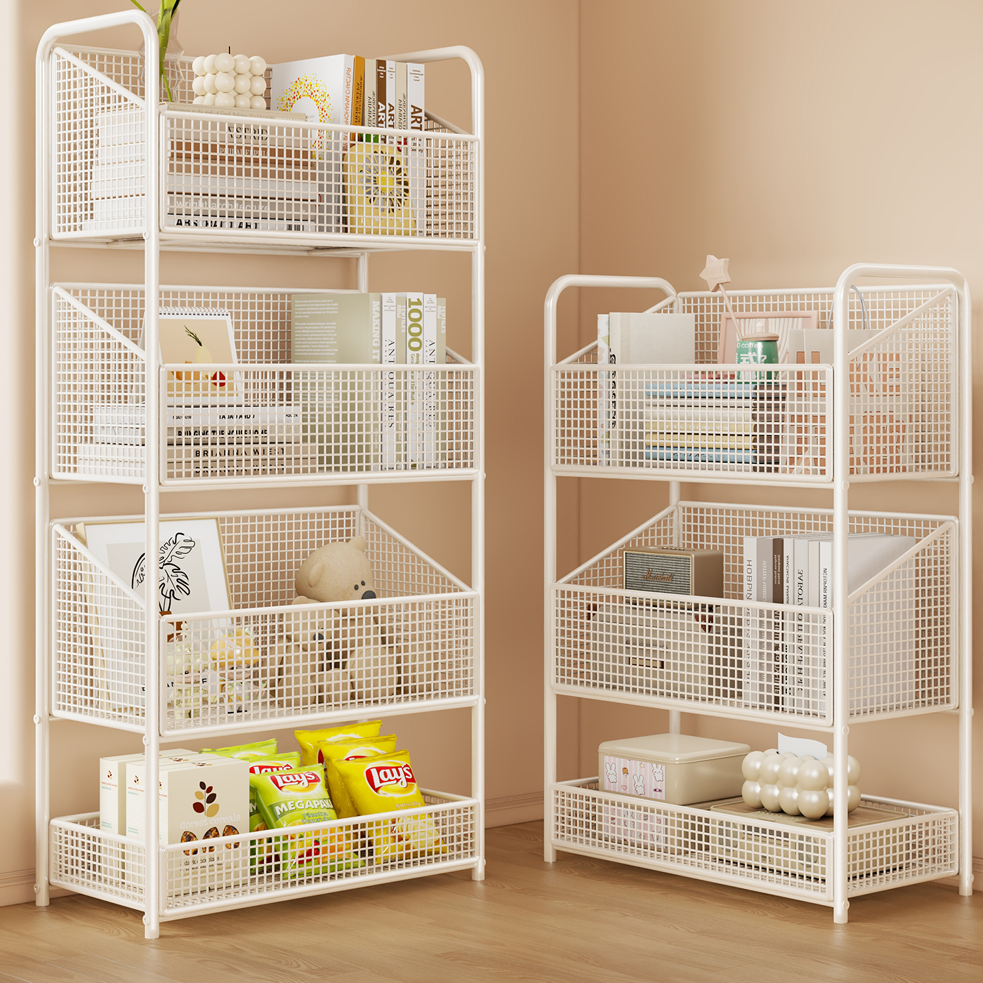 书架落地多层书本收纳架一体靠墙