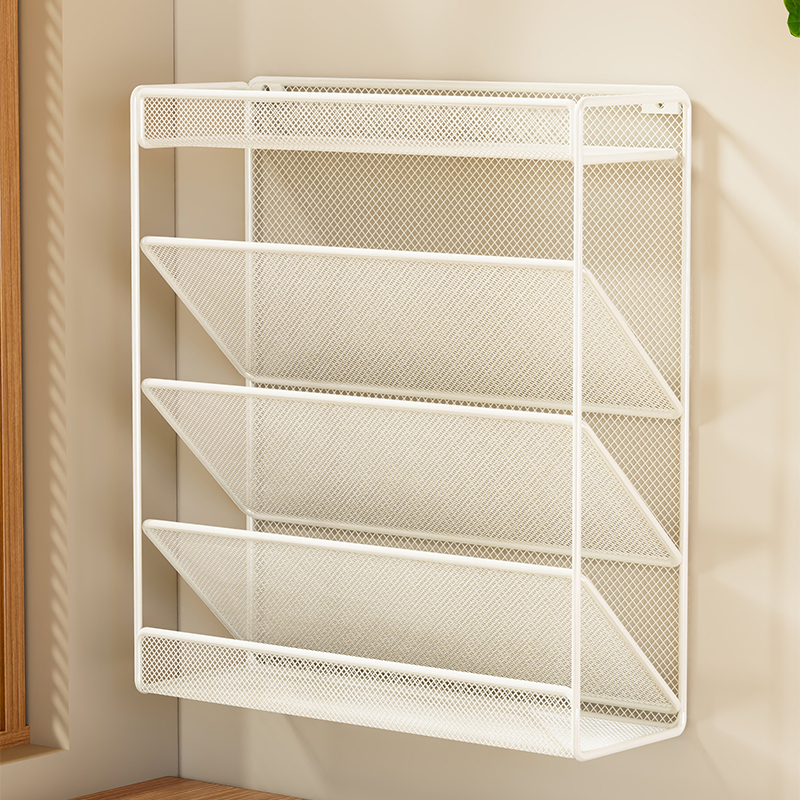 书架客厅免打孔壁挂式置物架杂志架一体挂墙大容量儿童绘本架