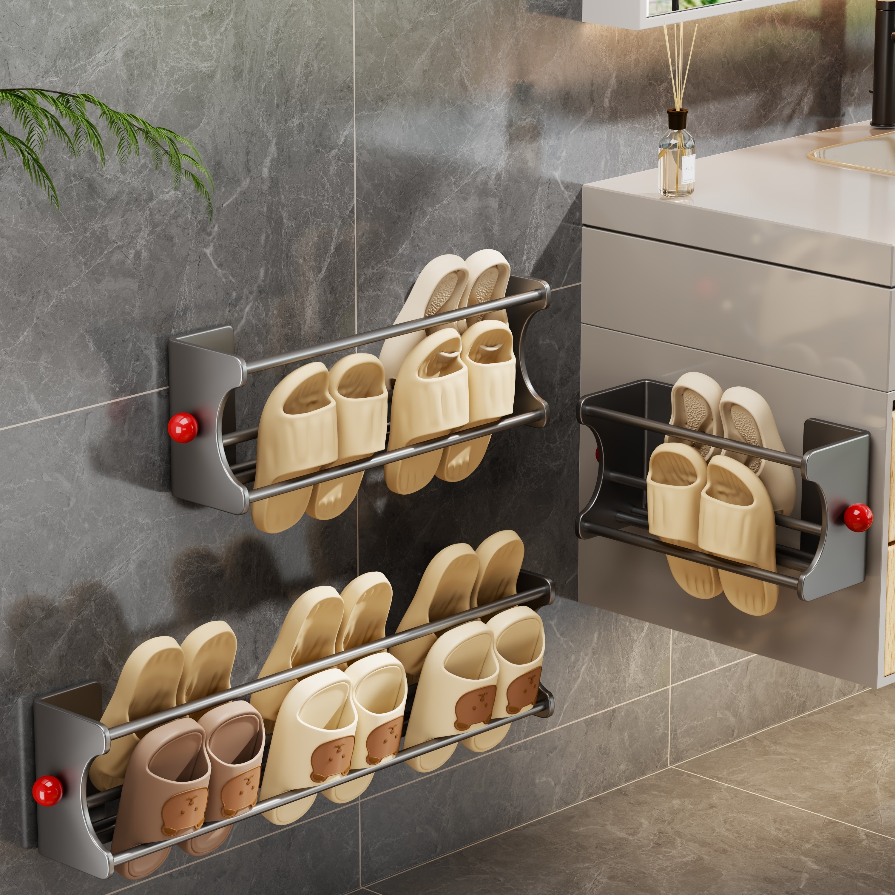 拖鞋架浴室墙上免打孔沥水架门后壁挂式放鞋神器家用多功能置物架,住宅家具,鞋架,淘宝优惠券,粉丝福利购,淘宝优惠卷