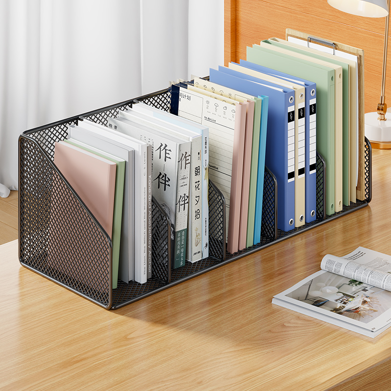 立式文件框多格书立架办公室金属资料储物筐A4纸文件夹档案收纳盒